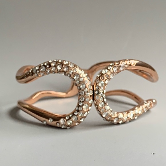 Alexis Bittar Jewelry - ALEXIS BITTAR • Rose Gold Miss Havisham Hinged Crystal Dusted Bangle Bracelet